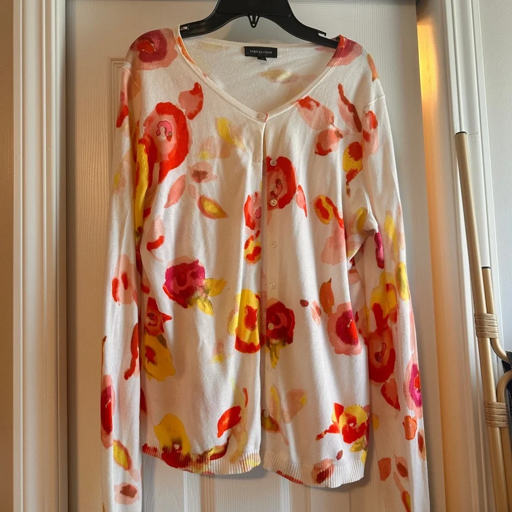 Floral Button-Up lightweight Cardigan - Picture 1 of 5